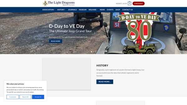Screenshot of the The Light Dragoons Heritage Trust (Museum Of The Light Dragoons) website