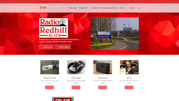 Screenshot of the Radio Redhill website