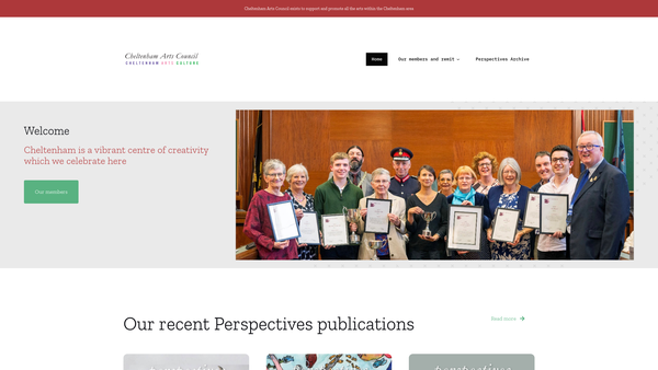 Screenshot of the Cheltenham Arts Council website
