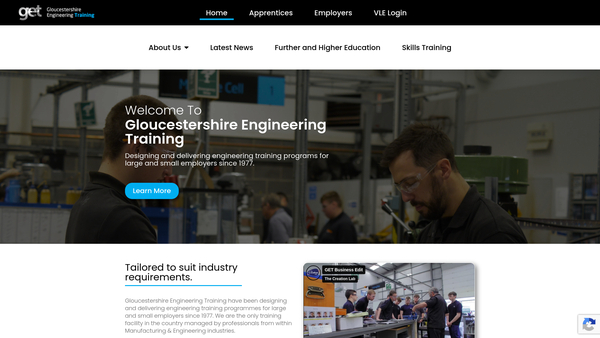 Screenshot of the Gloucestershire Engineering Training Limited website