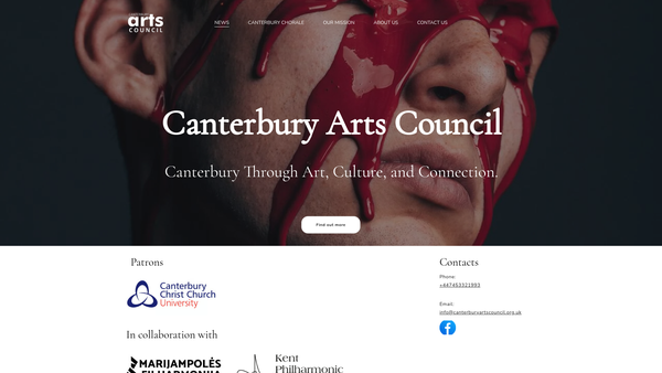 Screenshot of the The Canterbury Arts Council website