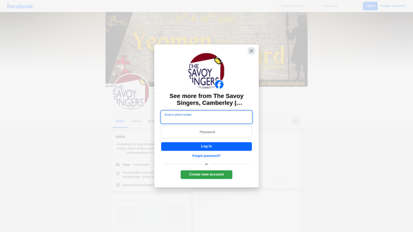Screenshot of the The Savoy Singers website
