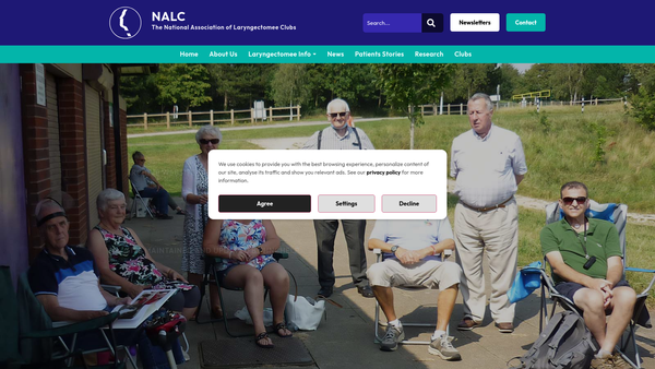 Screenshot of the The National Association Of Laryngectomee Clubs website