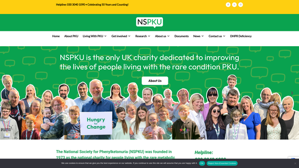 Screenshot of the The National Society For Phenylketonuria (United Kingdom) Limited website