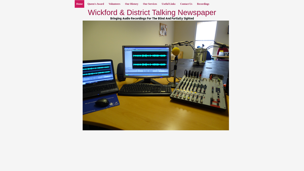 Screenshot of the Wickford And District Talking Newspaper For The Blind website
