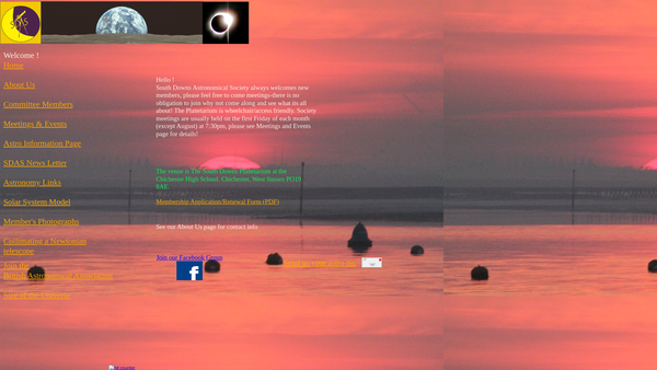 Screenshot of the The South Downs Astronomical Society website