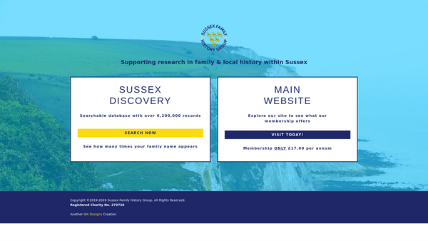 Screenshot of the Sussex Family History Group website