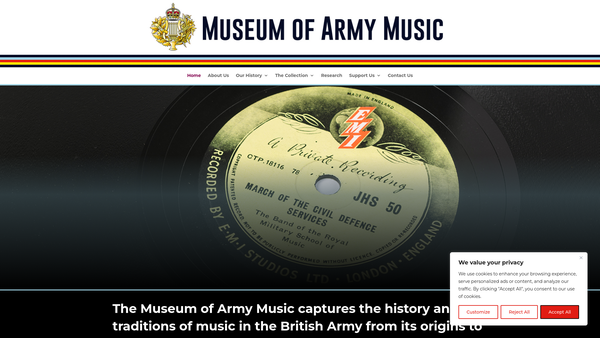 Screenshot of the Museum Of Army Music website