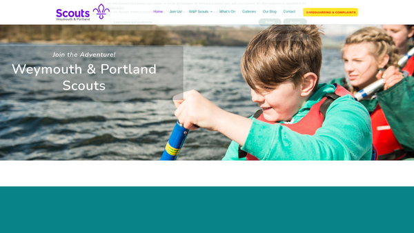 Screenshot of the Weymouth And Portland District Scout Council website