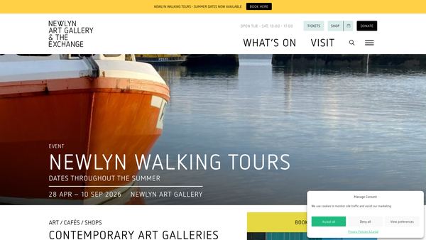 Screenshot of the Newlyn Art Gallery Limited website