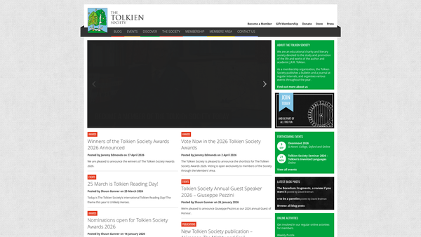 Screenshot of the The Tolkien Society website