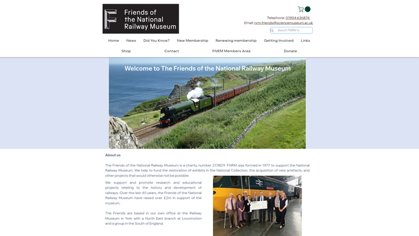 Screenshot of the The Friends Of The National Railway Museum website