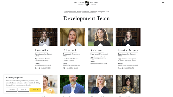 Screenshot of the The Magdalen College Development Trust website