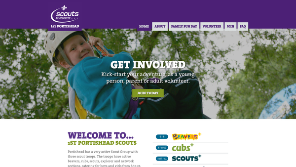 Screenshot of the 1st Portishead Scout Group website
