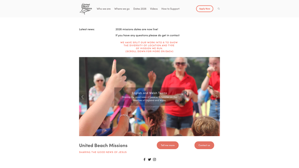 Screenshot of the United Beach Mission Trust website