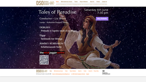 Screenshot of the Dartford Symphony Orchestra website
