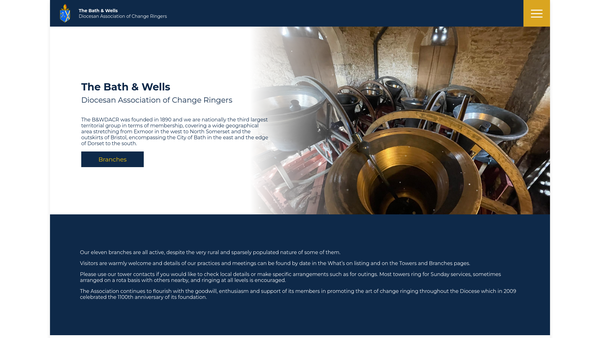 Screenshot of the The Bath And Wells Diocesan Association Of Change Ringers Bell Fund website