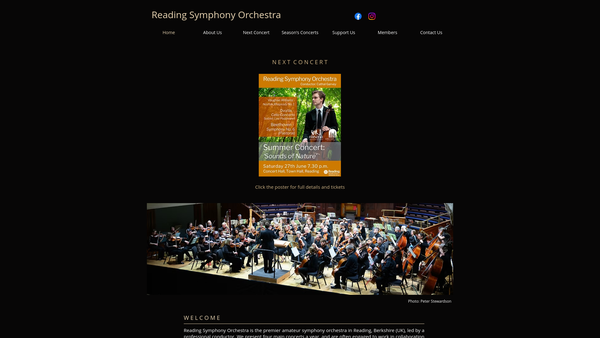 Screenshot of the The Reading Symphony Orchestra website