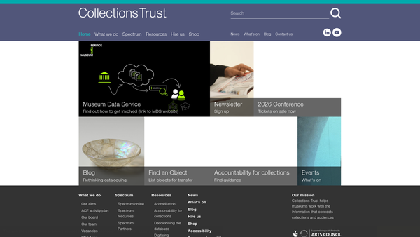 Screenshot of the Collections Trust website