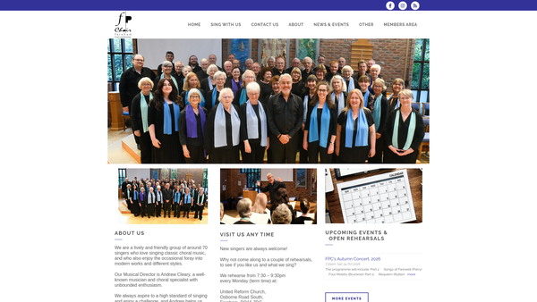 Screenshot of the Fareham Philharmonic Society website