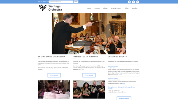 Screenshot of the The Wantage Orchestra website
