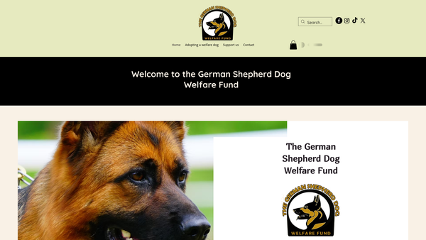 Screenshot of the German Shepherd Dog Welfare Fund website