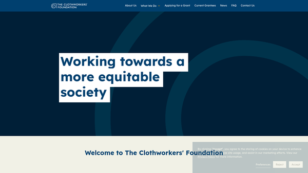 Screenshot of the The Clothworkers' Foundation website