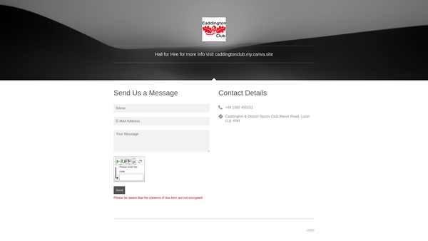 Screenshot of the The Caddington Recreational Association website