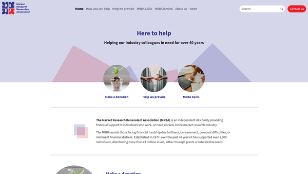 Screenshot of the The Market Research Benevolent Association website