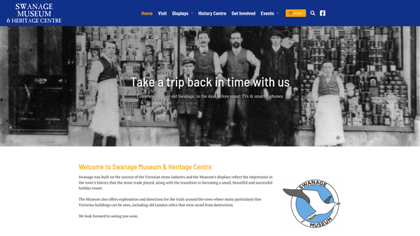 Screenshot of the Swanage Museum website
