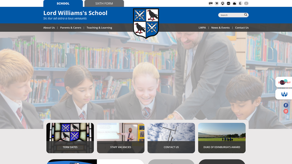Screenshot of the Lord Williams's Association website