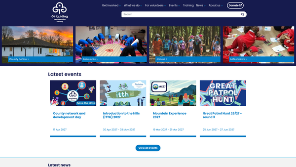 Screenshot of the Hertfordshire County Guides Association website