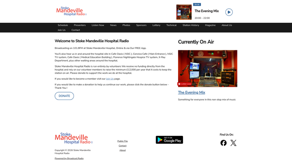 Screenshot of the Aylesbury Hospital Radio website