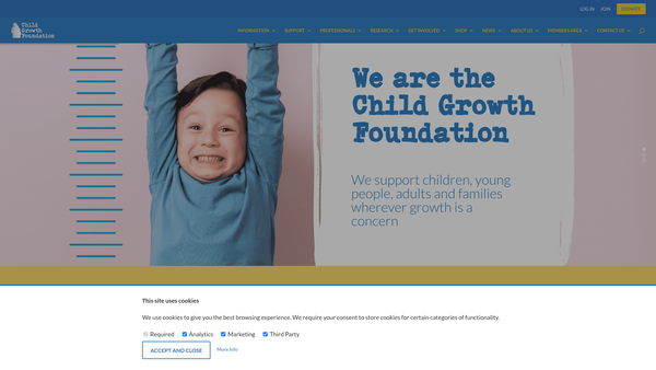 Screenshot of the Child Growth Foundation website