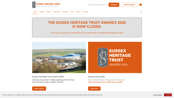 Screenshot of the Sussex Heritage Trust Limited website