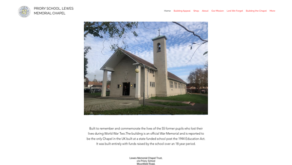 Screenshot of the Lewes Priory School Memorial Chapel Fund website