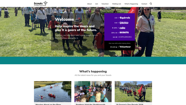 Screenshot of the 1st Potton Scout Group website