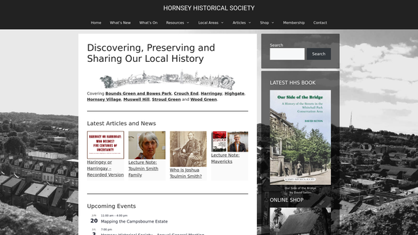 Screenshot of the Hornsey Historical Society website