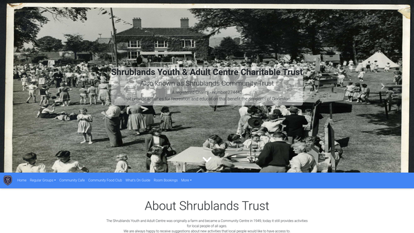 Screenshot of the Shrublands Youth And Adult Centre Charitable Trust website