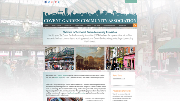 Screenshot of the Covent Garden Community Association website
