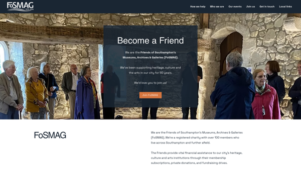 Screenshot of the Friends Of Southampton's Museums, Archives And Galleries website
