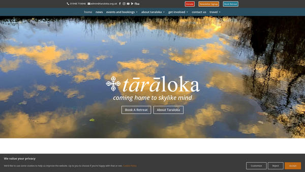 Screenshot of the Taraloka website