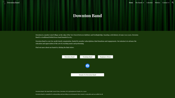 Screenshot of the Downton Band website