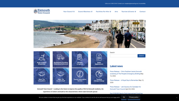 Screenshot of the Exmouth Projects Trust website