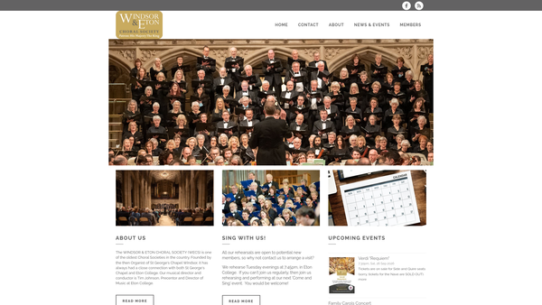 Screenshot of the Windsor And Eton Choral Society website