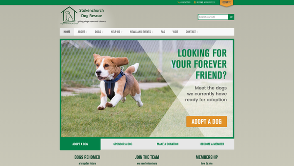 Screenshot of the Stokenchurch Dog Rescue website