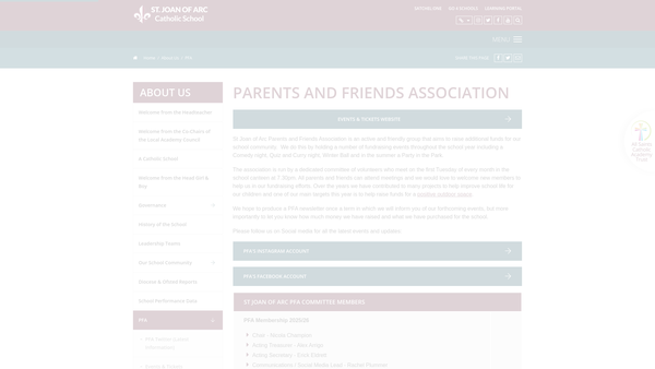 Screenshot of the The Association Of Parents And Friends Of St Joan Of Arc School website