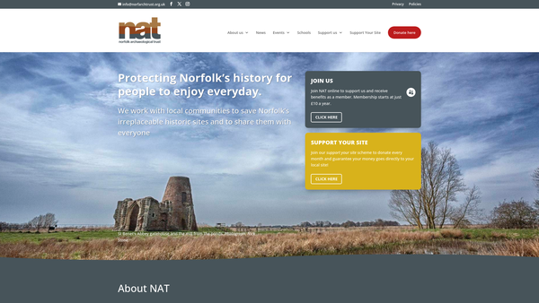 Screenshot of the The Norfolk Archaeological Trust website