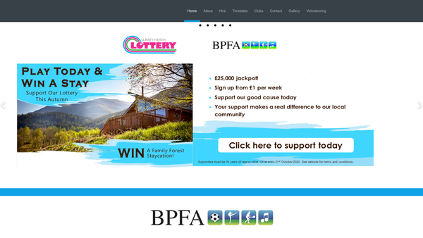 Screenshot of the Bagshot Playing Fields Association website