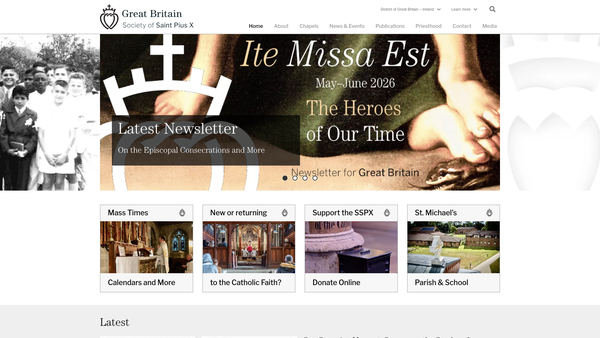 Screenshot of the The Society Of St Pius X website